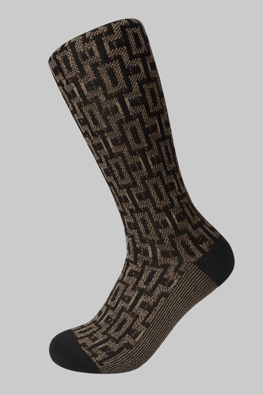 Knee-high sock with a pattern on a gray background