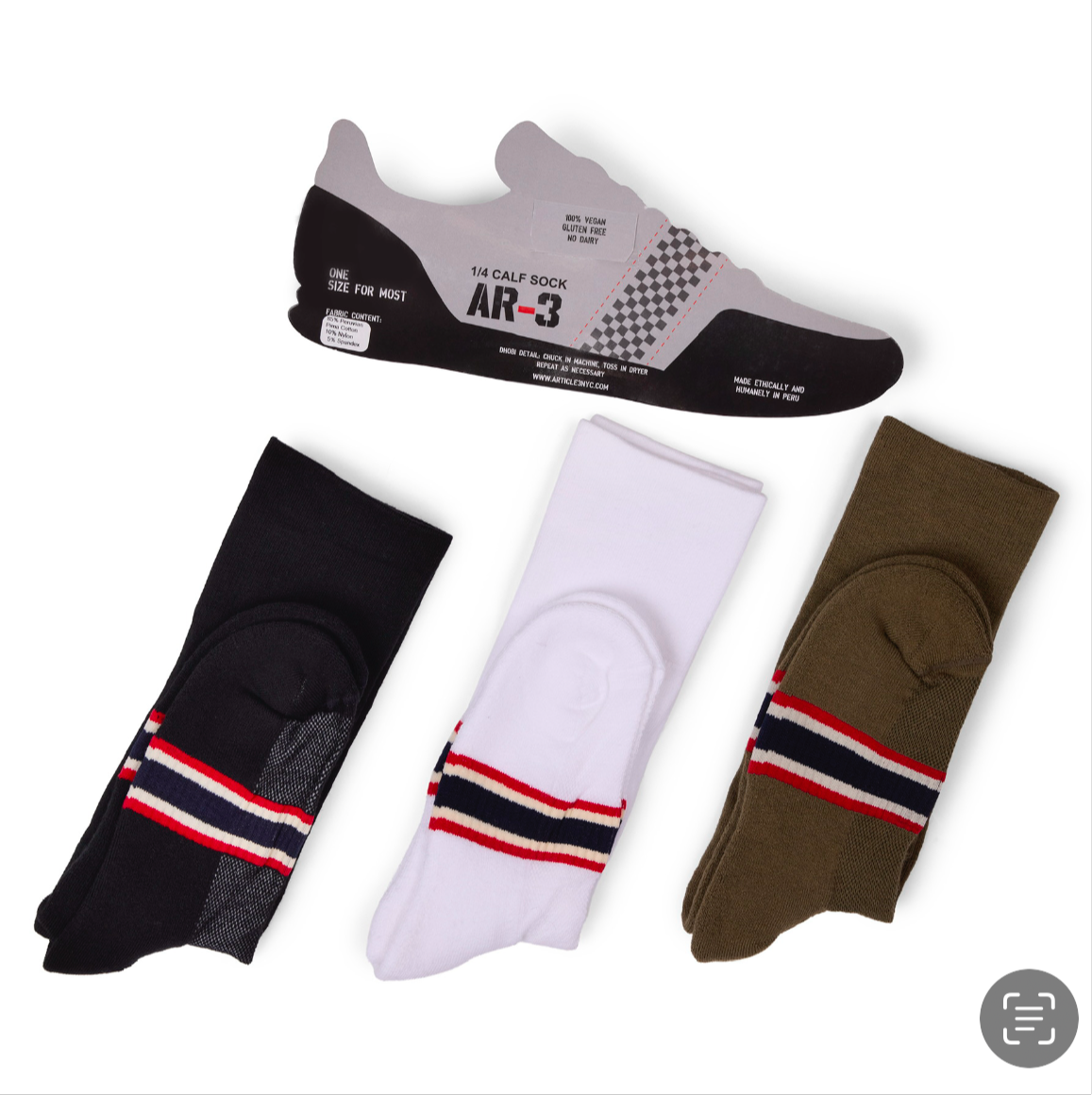 3 PACK 1/4 CALF SPORT SOCK MULTI COLOR