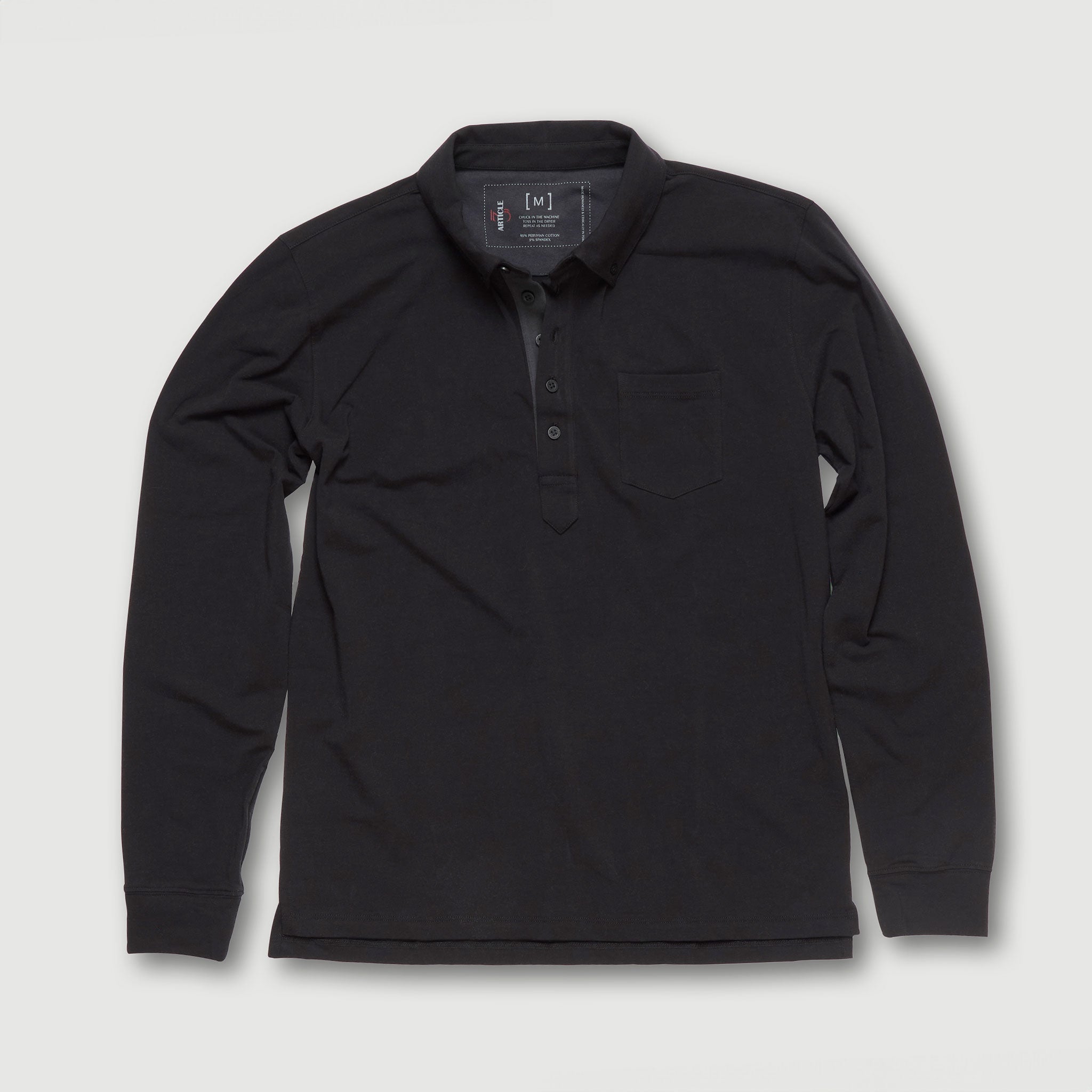 GIKEN LONG SLEEVE POLO BLACK